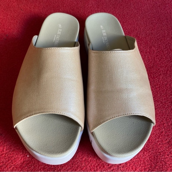 ILSE JACOBSEN Sz 41 Tulip Solid Top Metallic Shimmer Slip On Slide Sandals - Picture 2 of 10